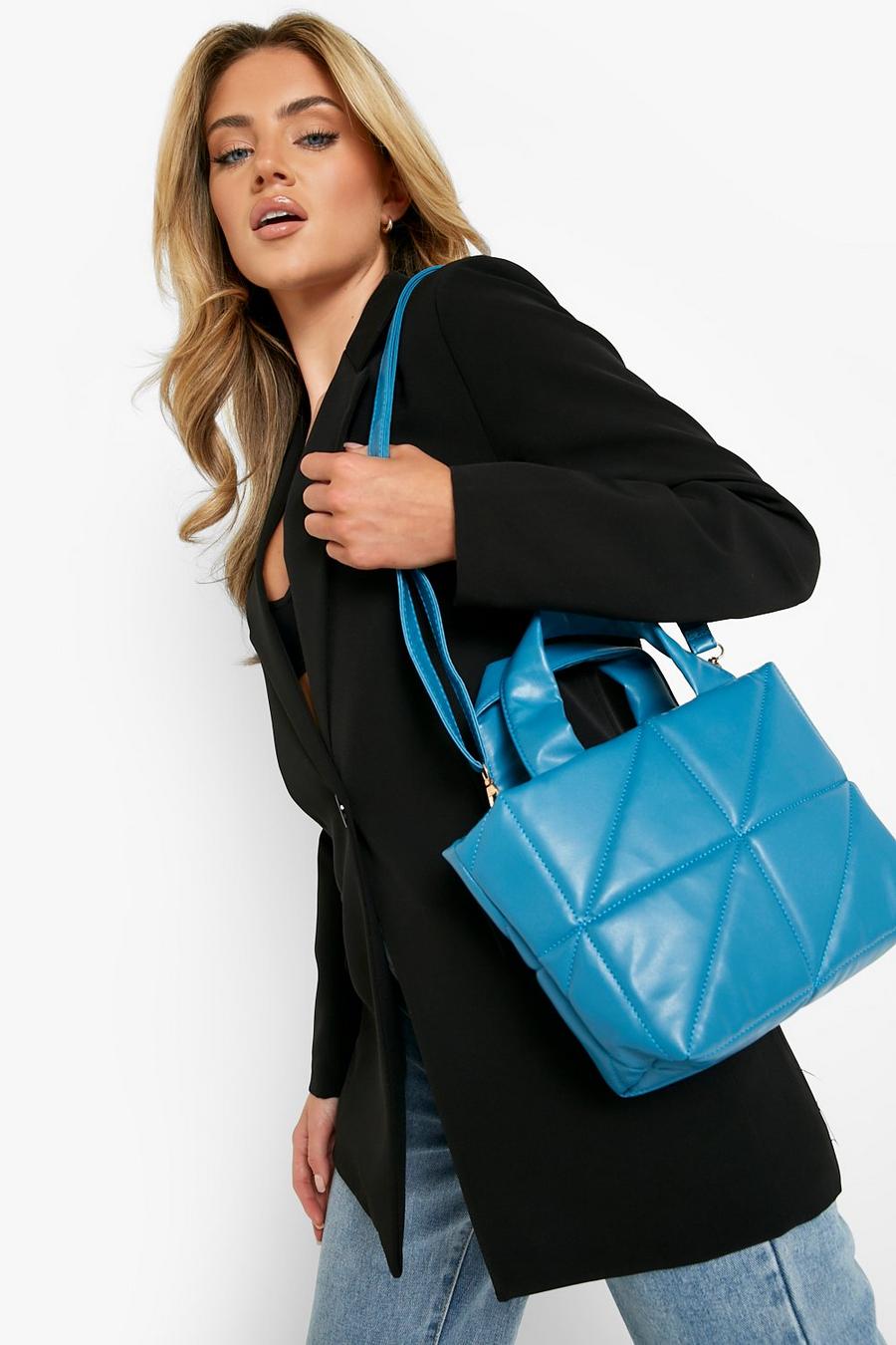 Blue Structured Mini Tote Bag  image number 1