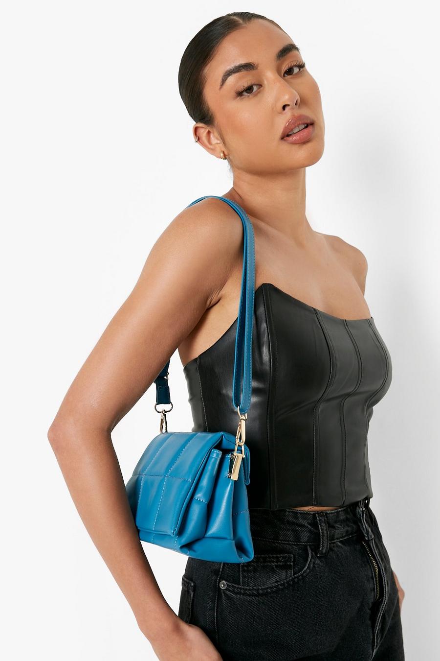 Blue Quilted Soft Shoulder Bag image number 1