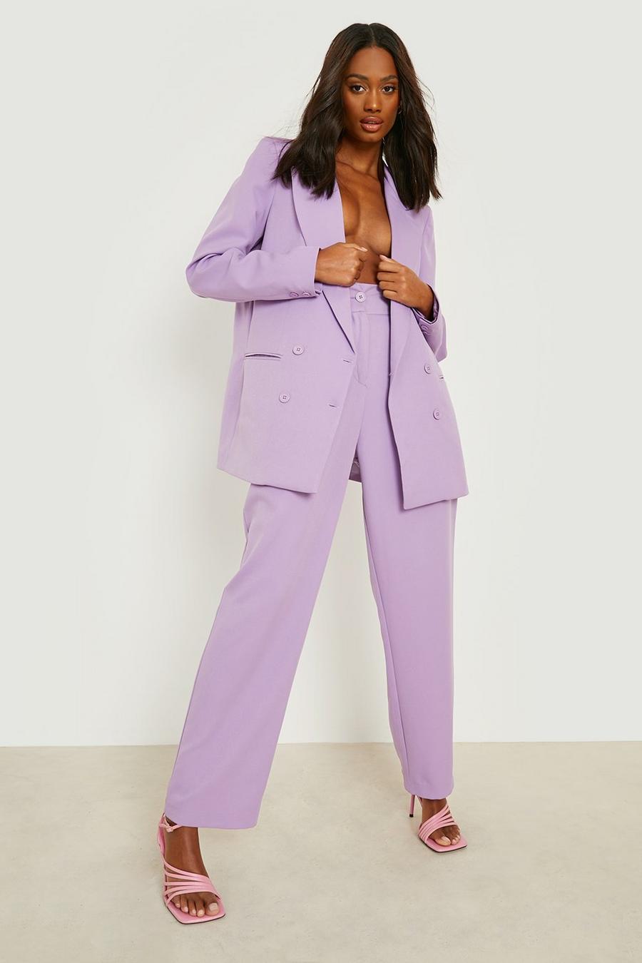 Pantalon de costume droit à détails plissés, Lilac image number 1