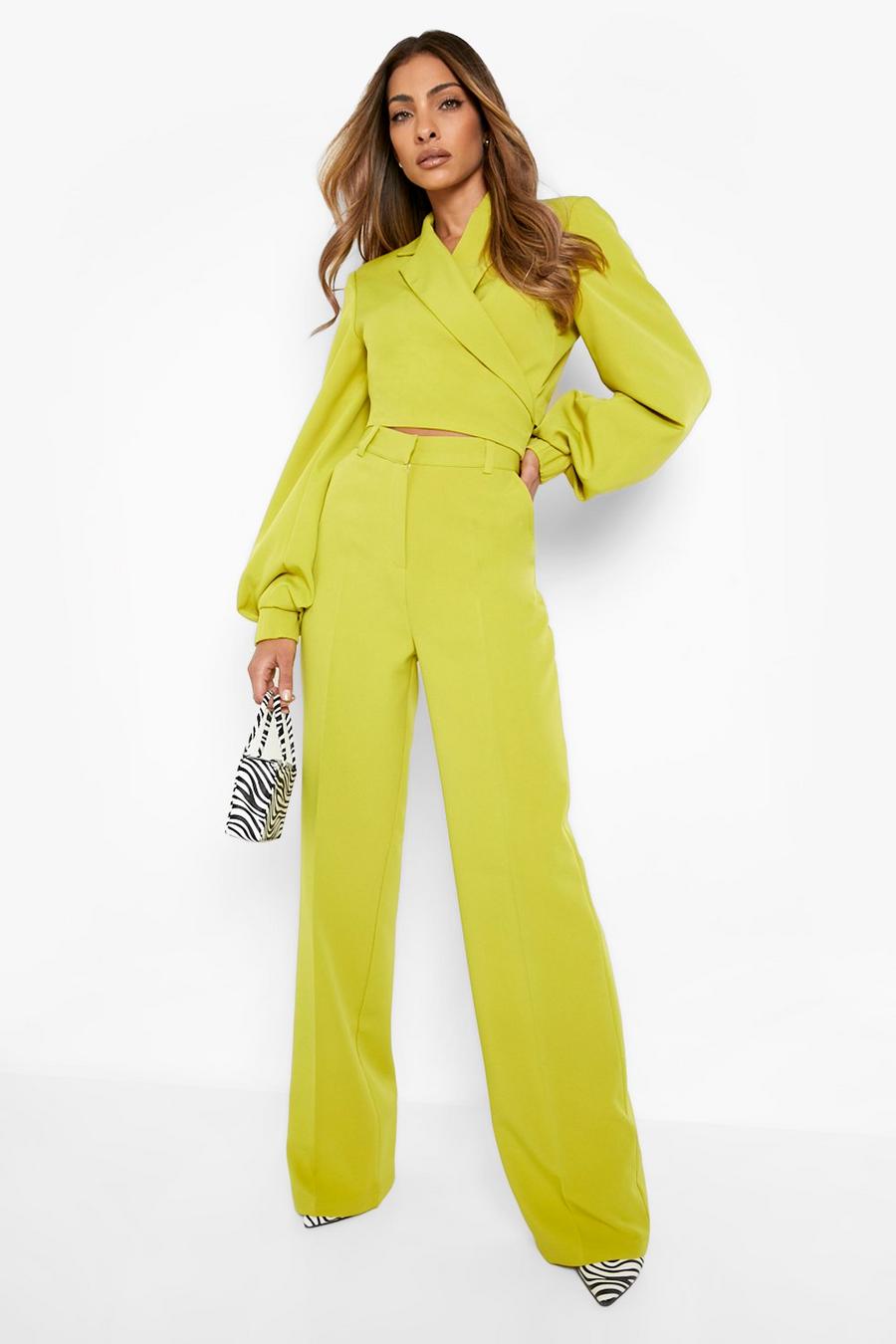 Lime green Premium Straight Leg Tailored Trousers