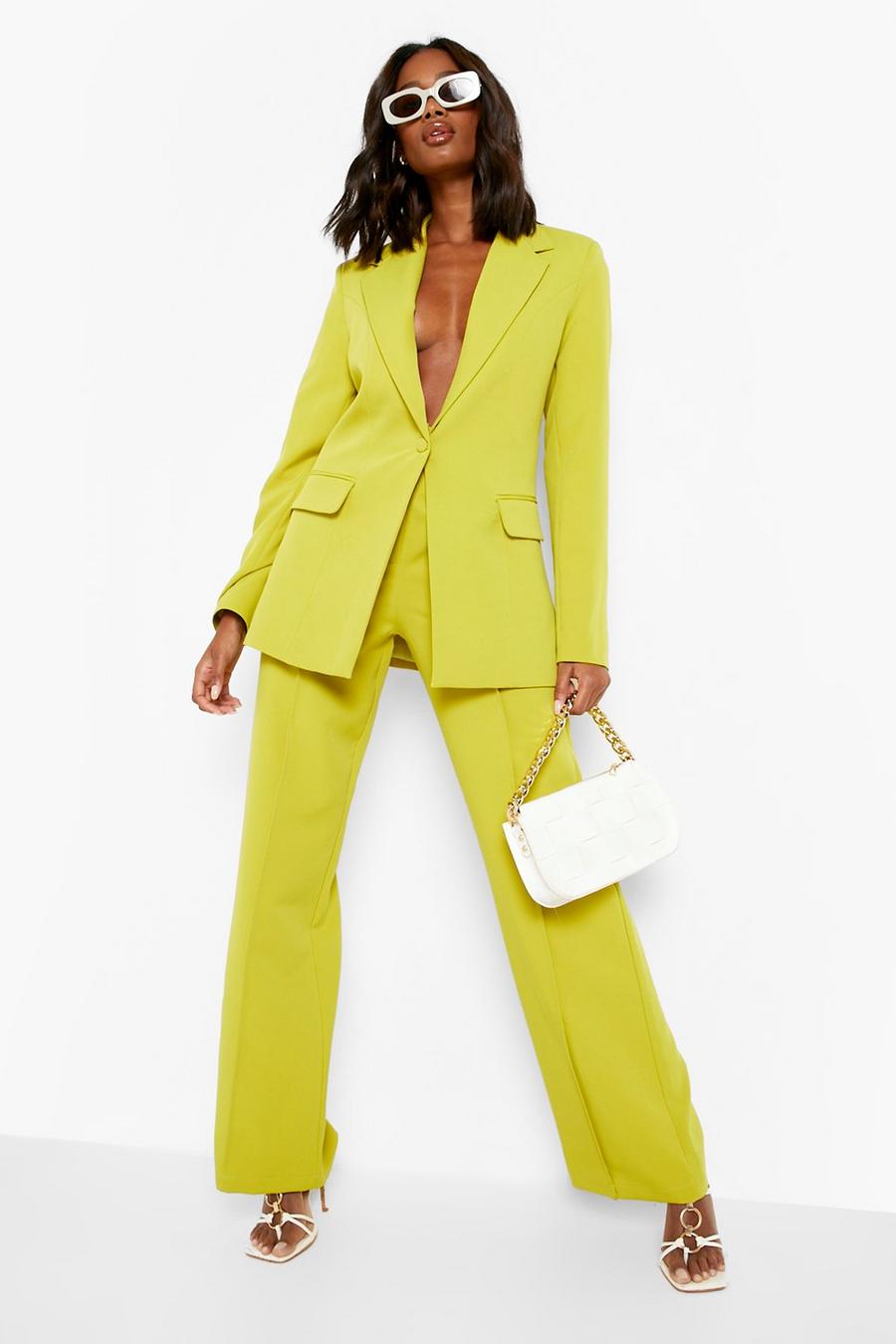 Lime green Premium Seam Detail Tailored Trousers
