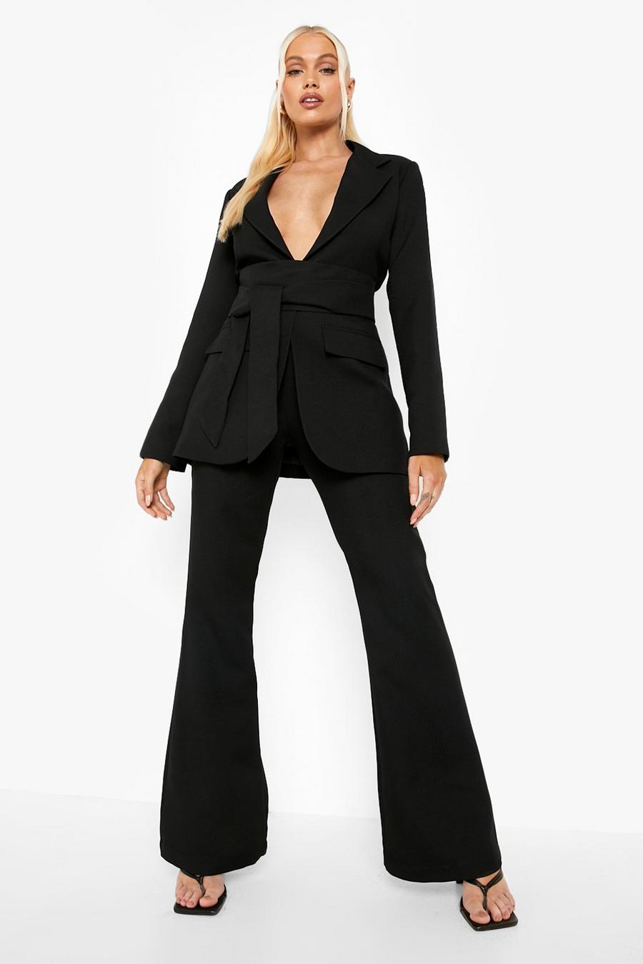 Black Premium Seam Front Fit & Flare Trousers image number 1