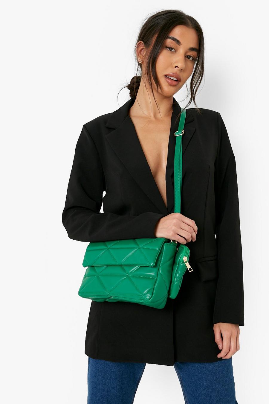 Green vert Multi Way Quilted Cross Body Bag