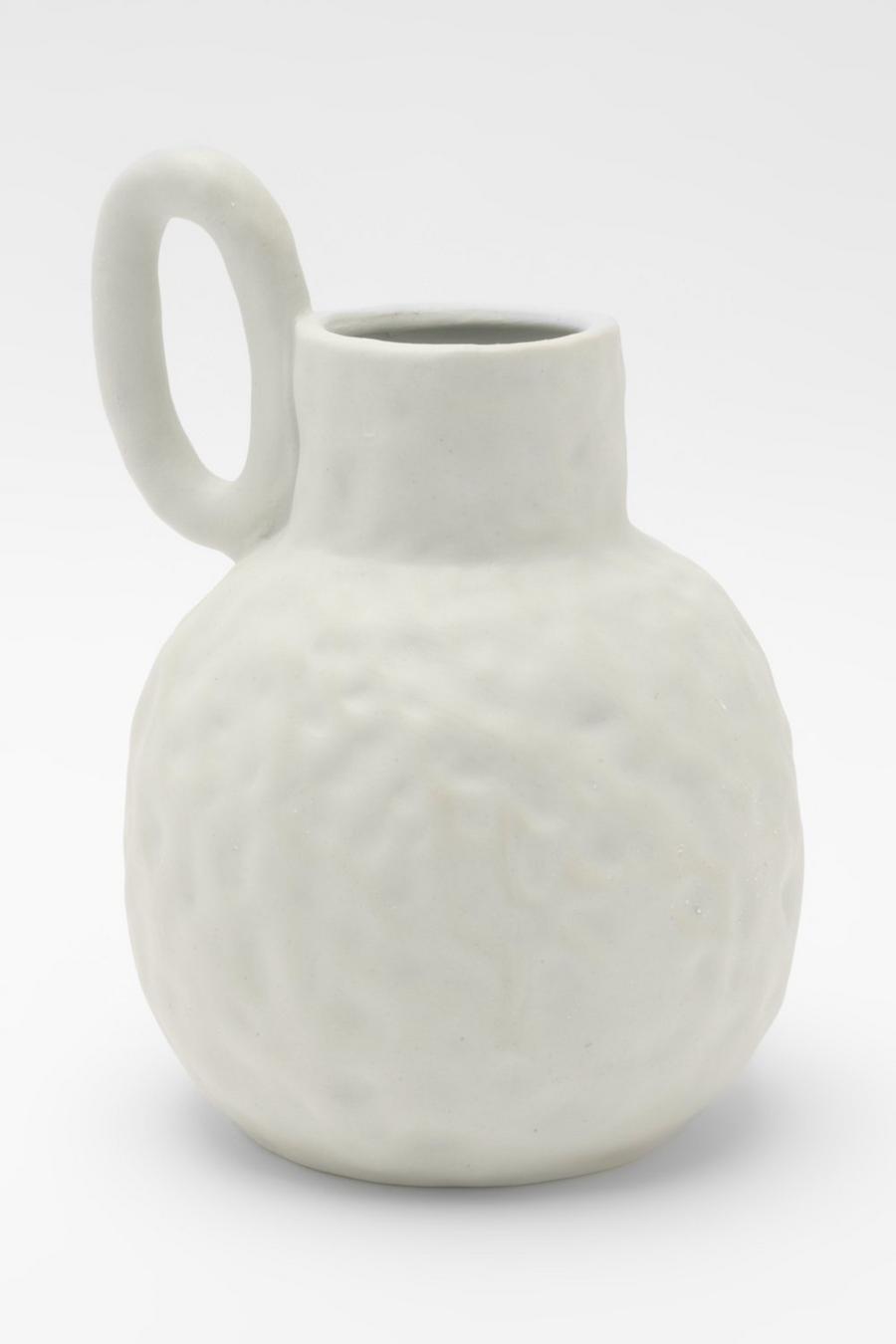 White vit Textured Handle Jug Vase