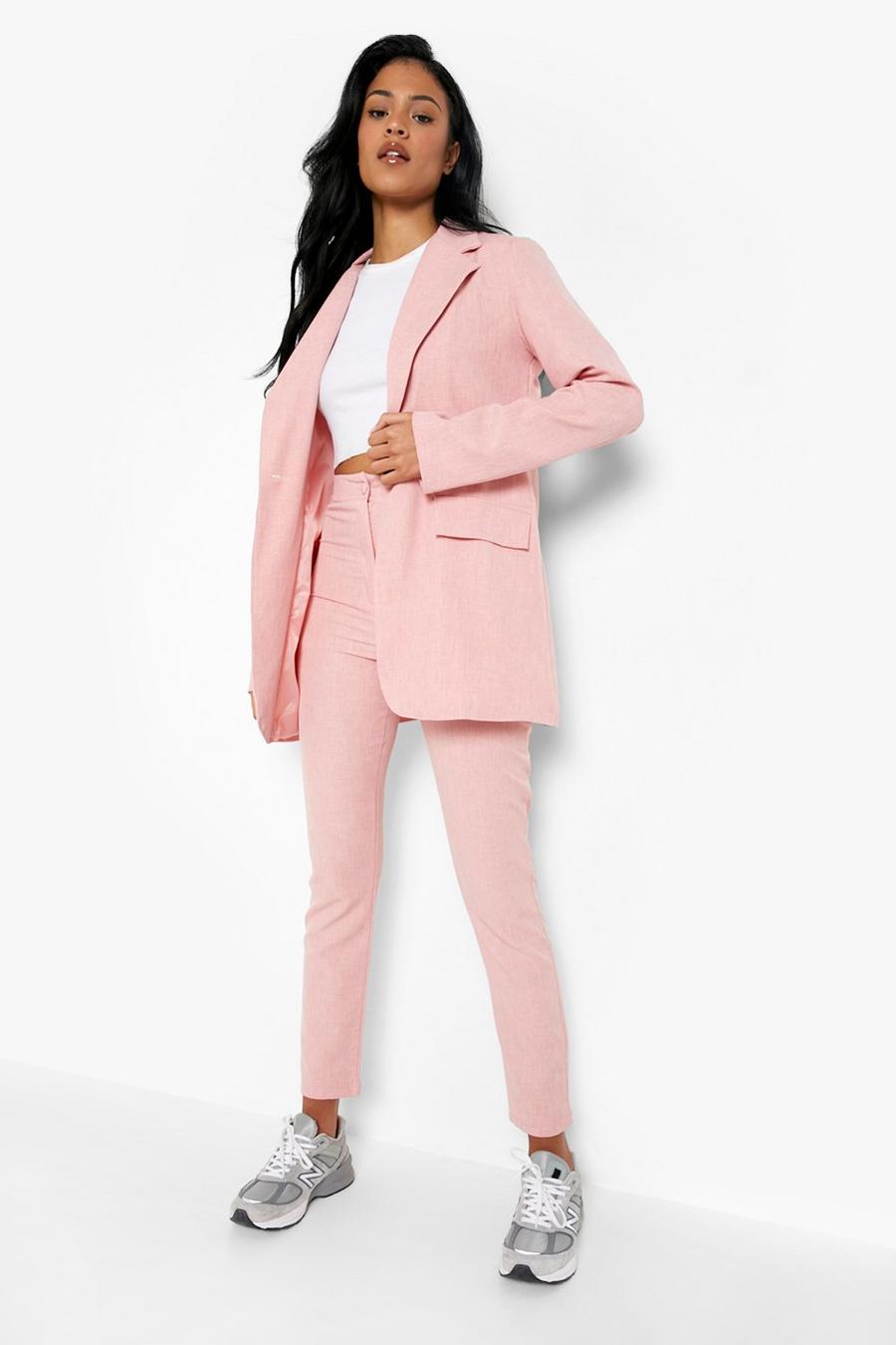 Pink Tall Linen Look Tailored Trouser image number 1