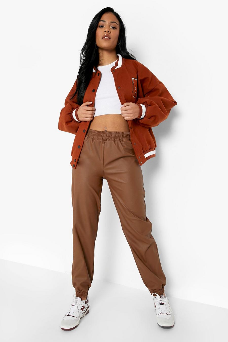 Chocolate Tall Faux Leather Jogger image number 1