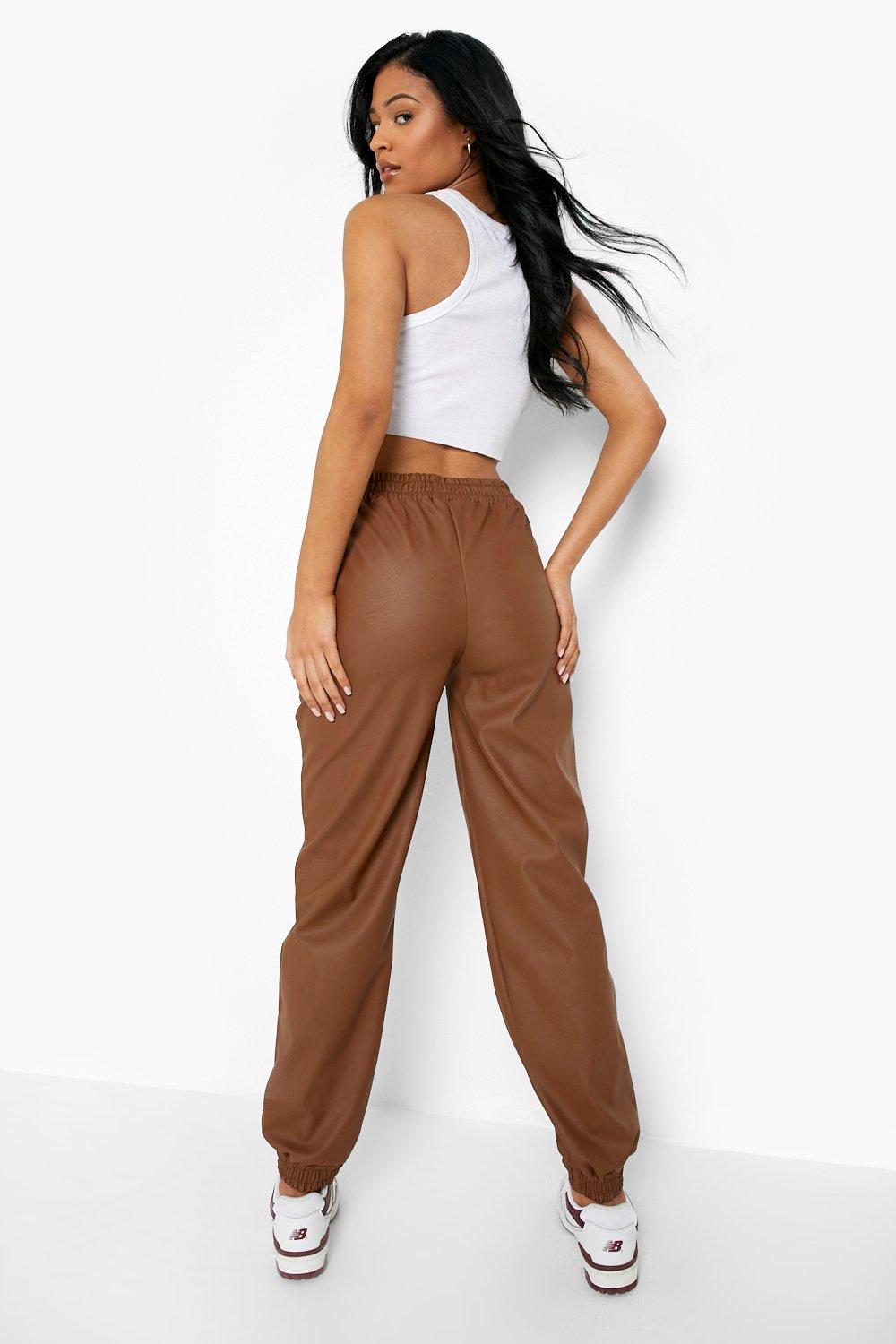 Leather Joggers, Brown