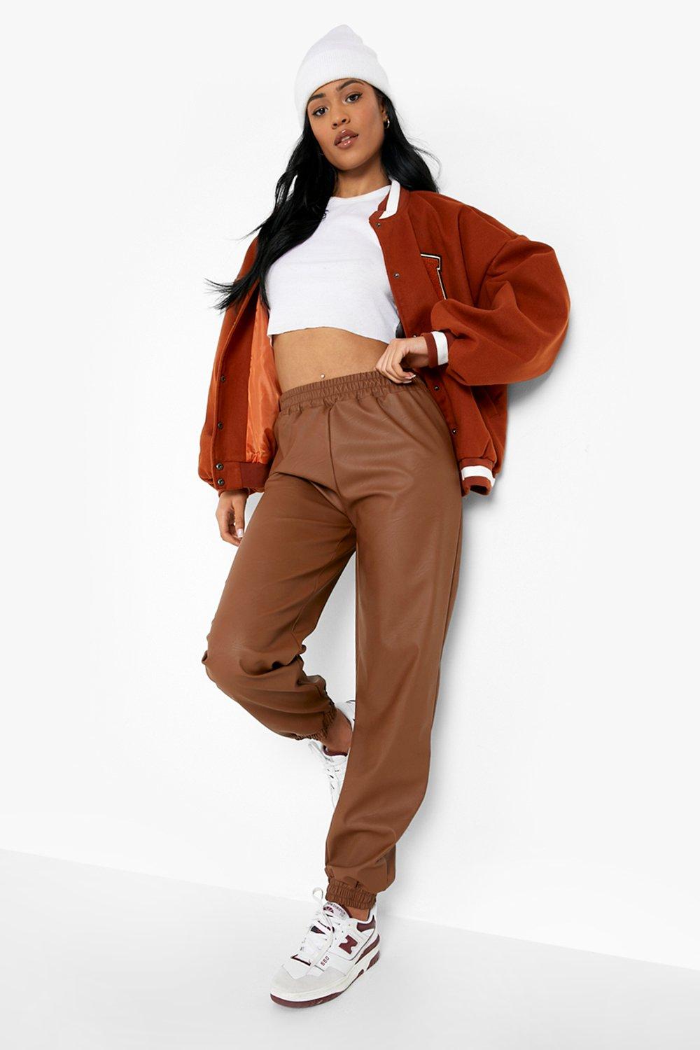 Tall faux leather discount joggers