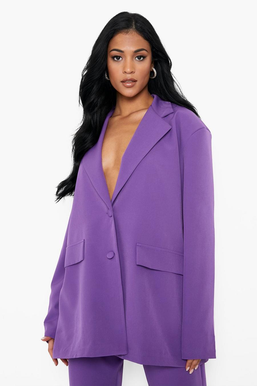 Purple Tall Drop Shoulder Oversized Blazer image number 1