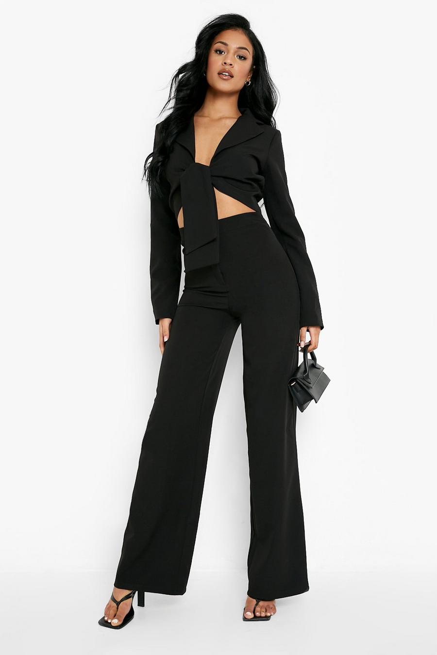 Black Tall Tailored Pleat Wide Leg Pants image number 1