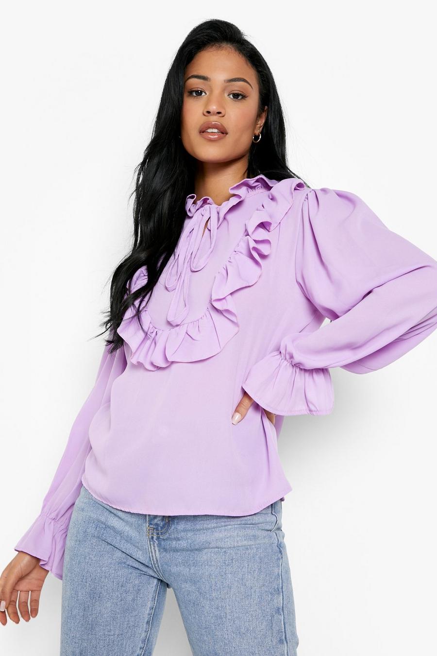 Purple Tall Ruffle Blouse image number 1