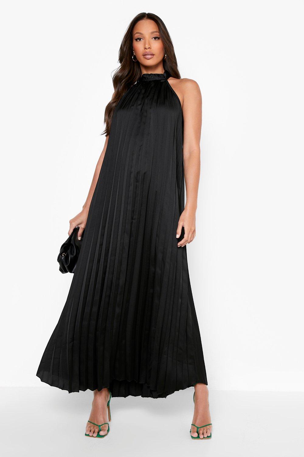 Black pleated maxi best sale