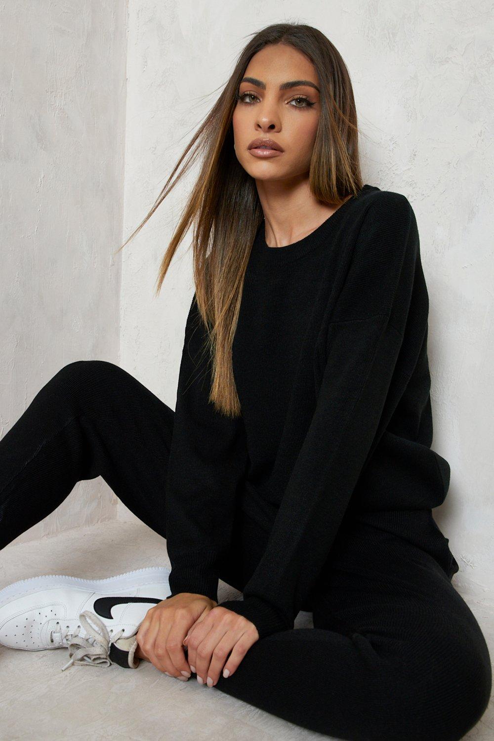 Black store knitted tracksuit