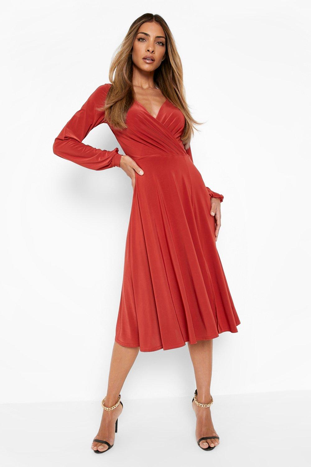 Boohoo slinky 2024 wrap dress