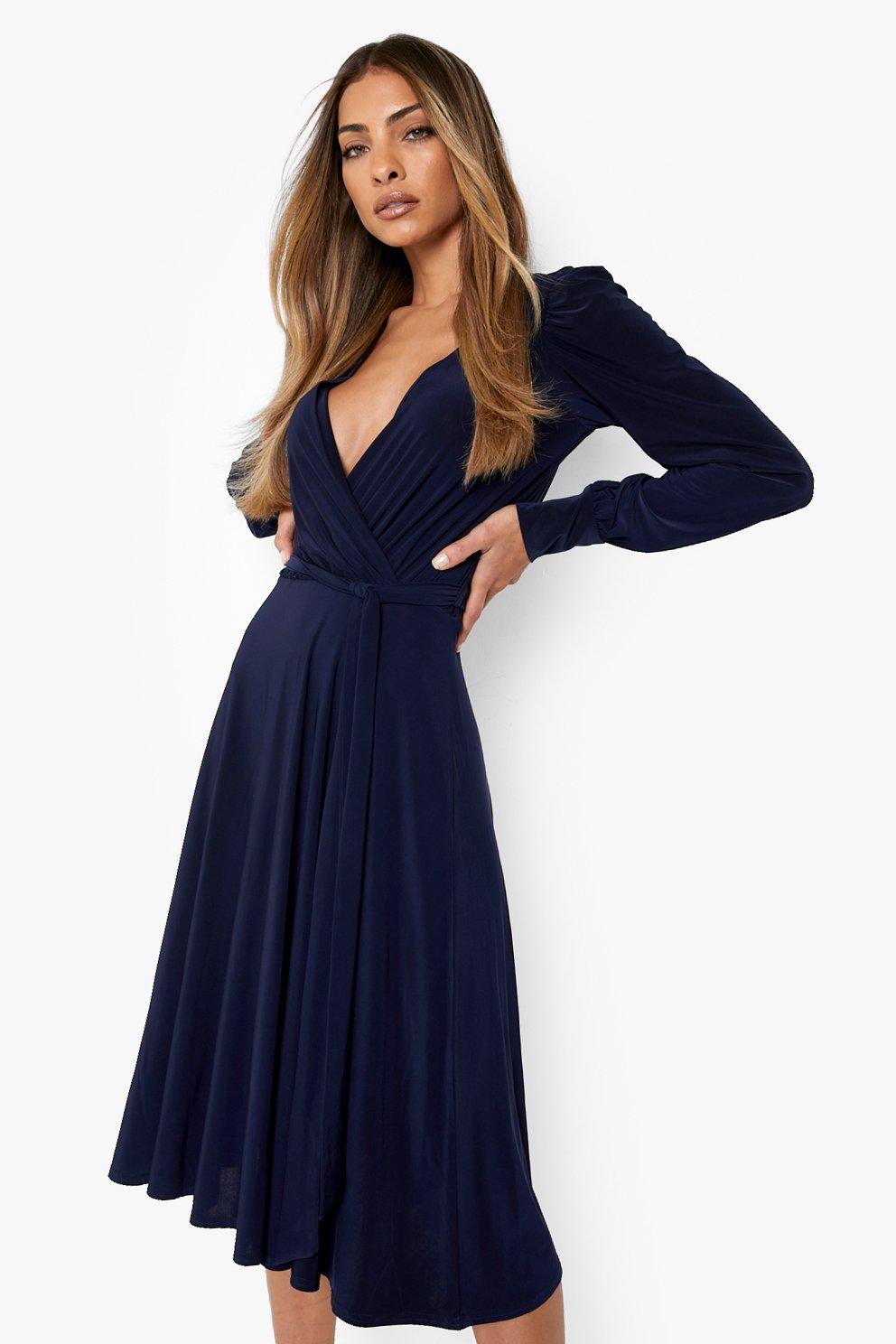 Navy wrap dress store uk