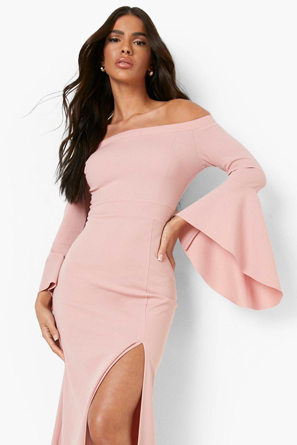 Blush pink long sleeve hotsell maxi dress