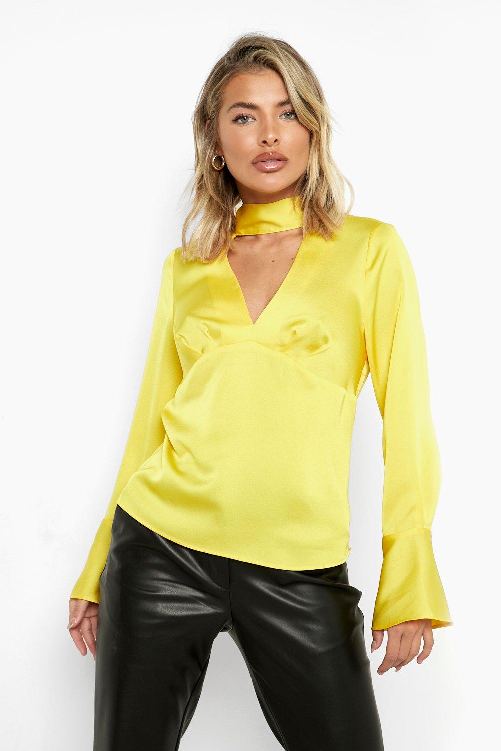 Satin store yellow blouse