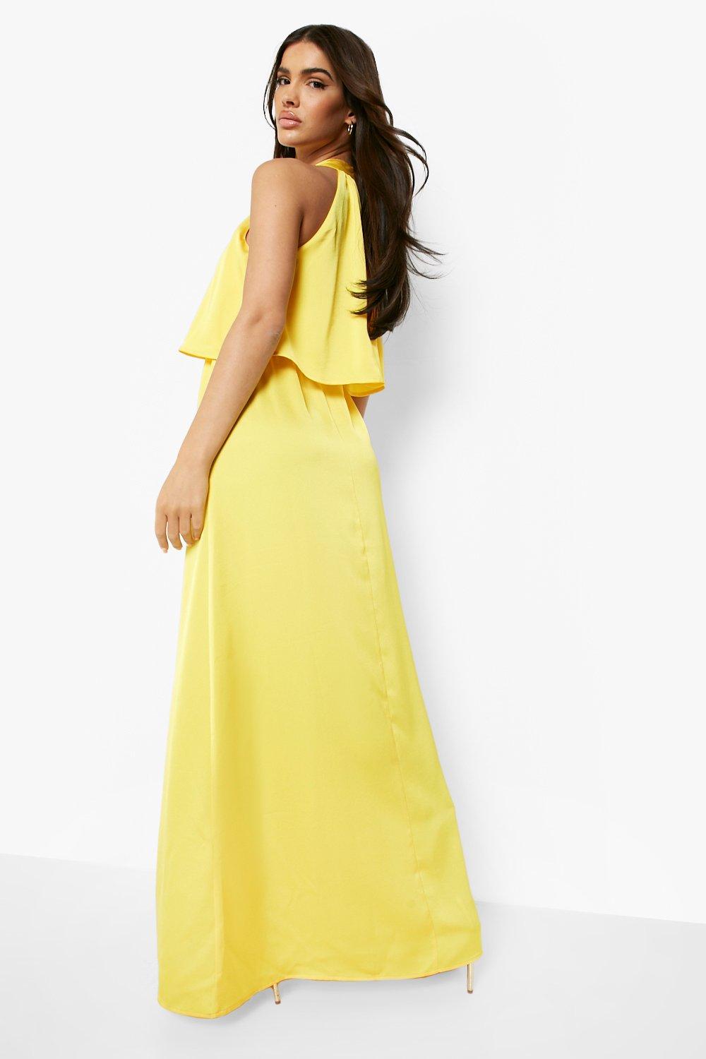 Satin Halter Double Layer Maxi Dress