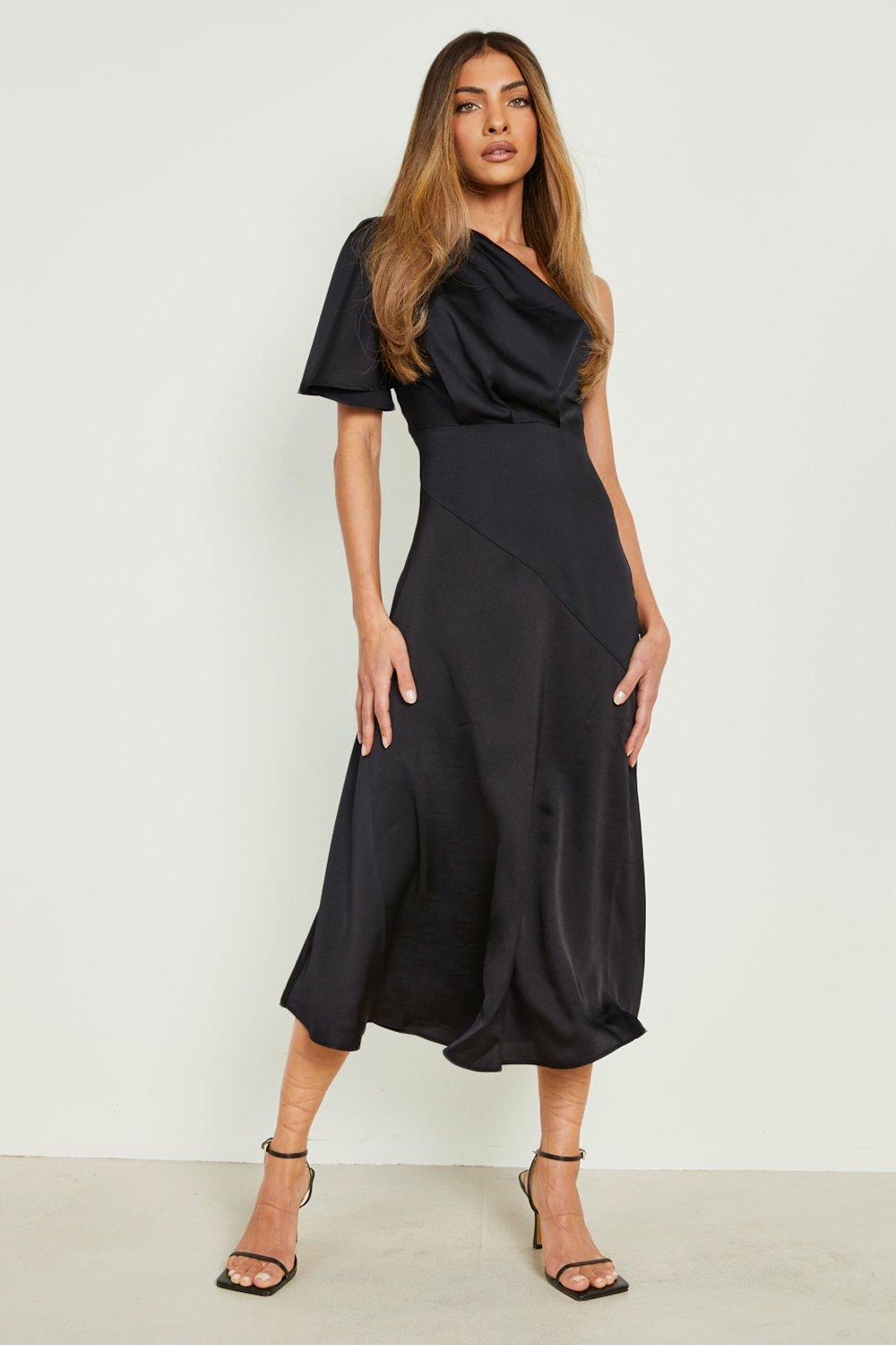 Satin Asymmetric Midaxi Dress