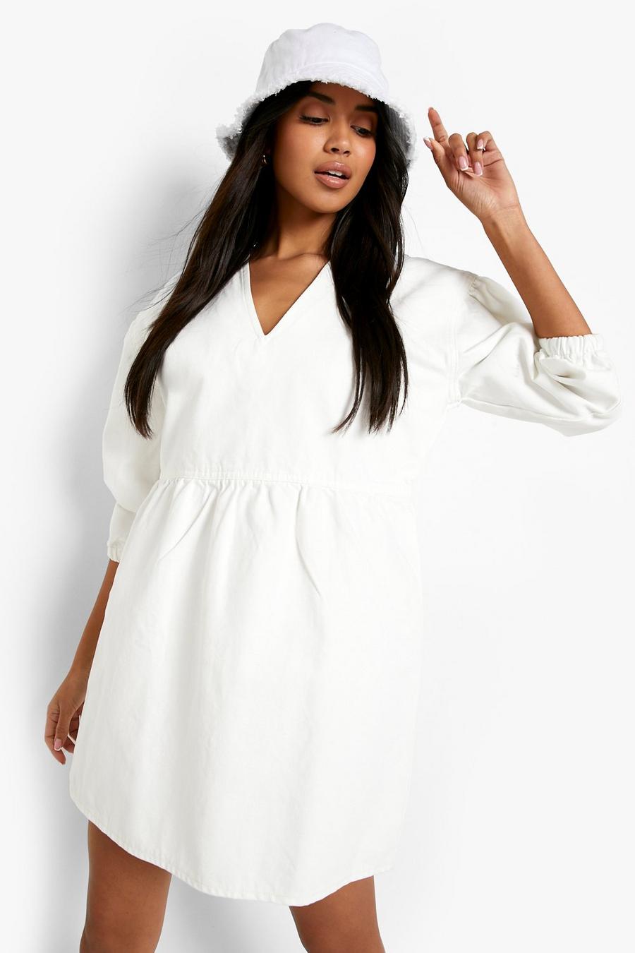 Ecru White Denim Summer Dress image number 1