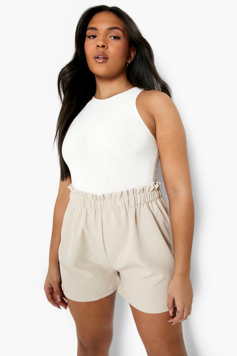 Cream Plus Ruched Waist Tailored Shorts image number 1