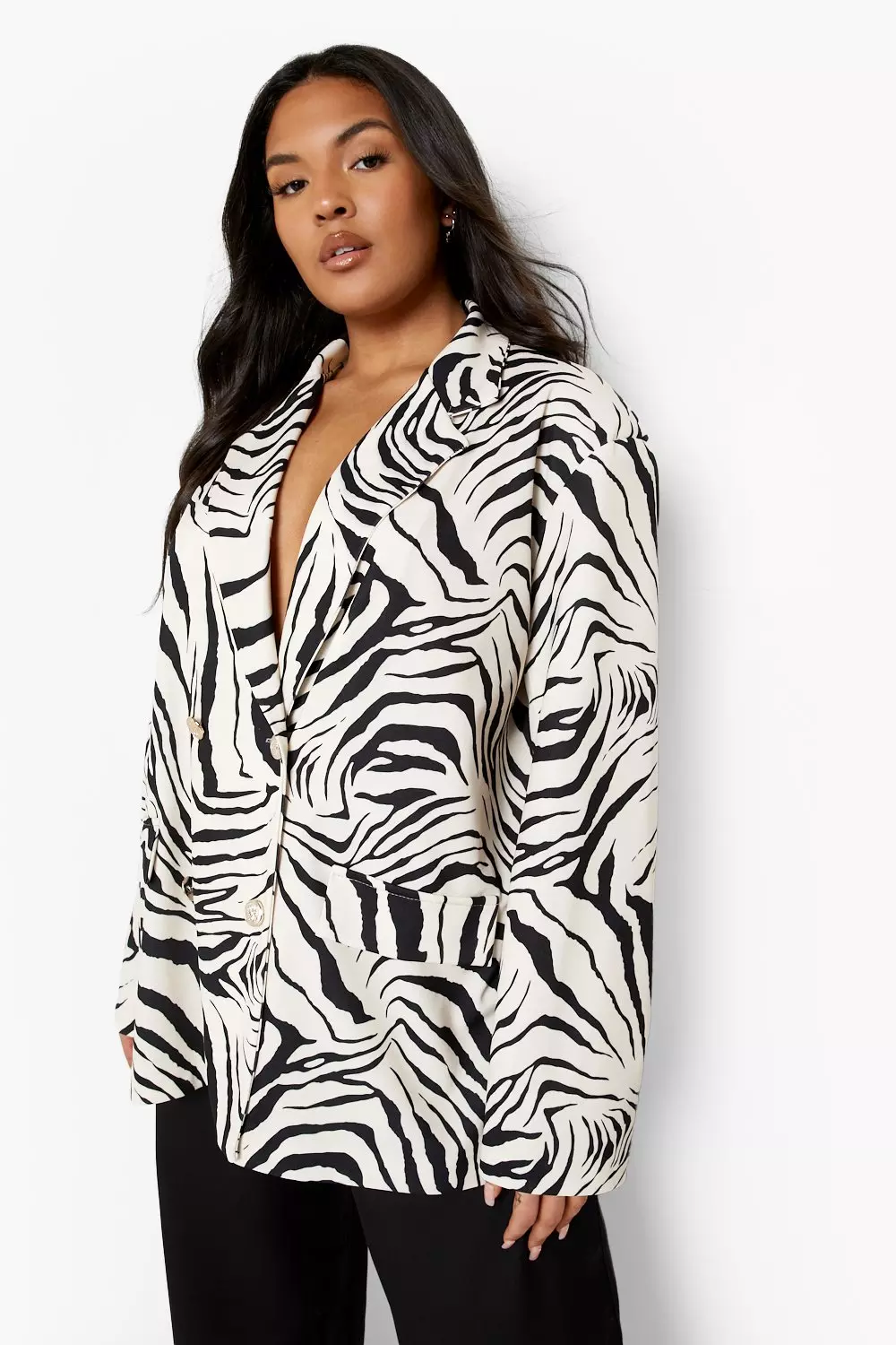 Mono Plus Zebra Oversized Blazer alternative image