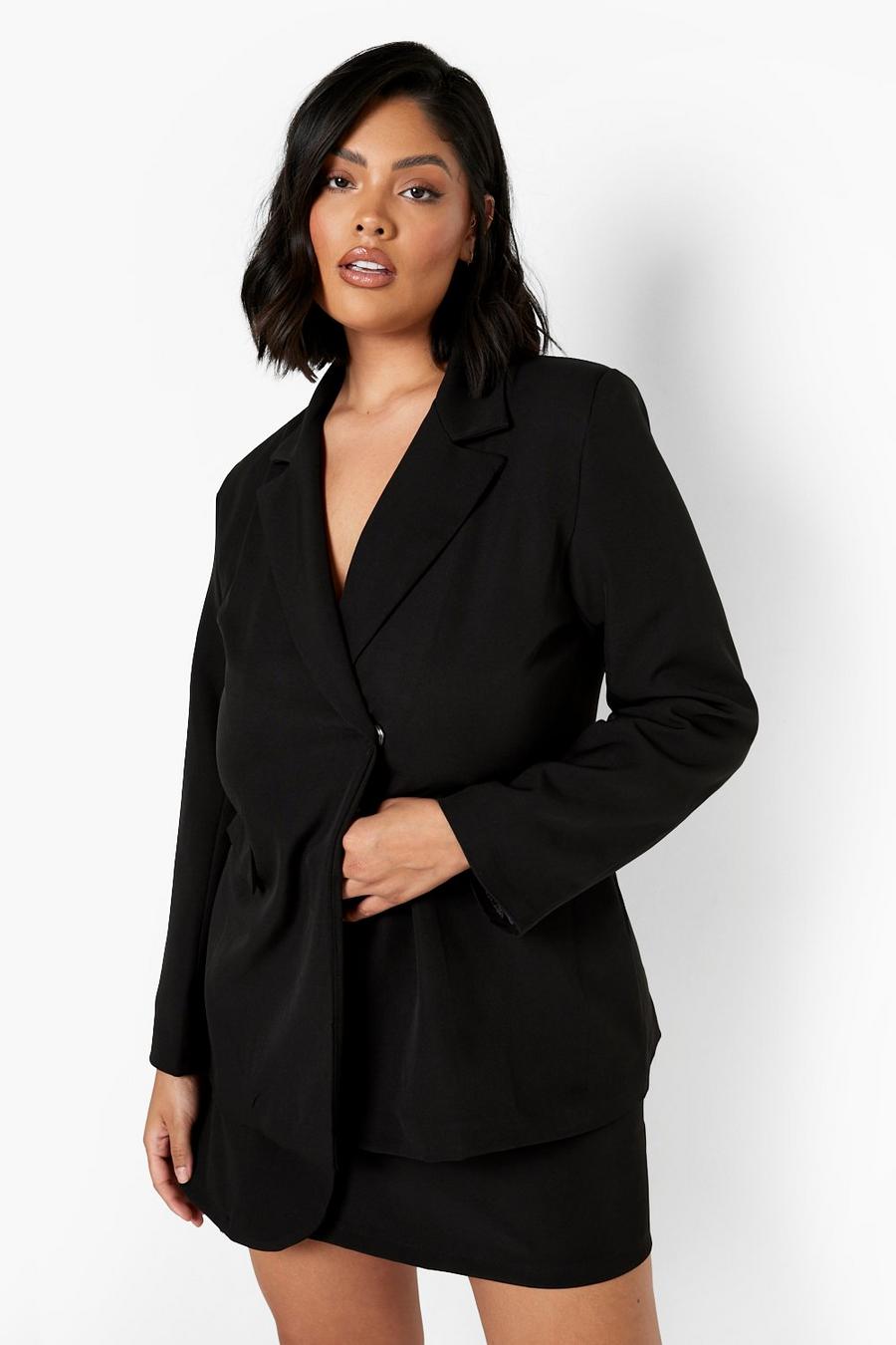 Black Plus Relaxed Fit Wrap Blazer image number 1