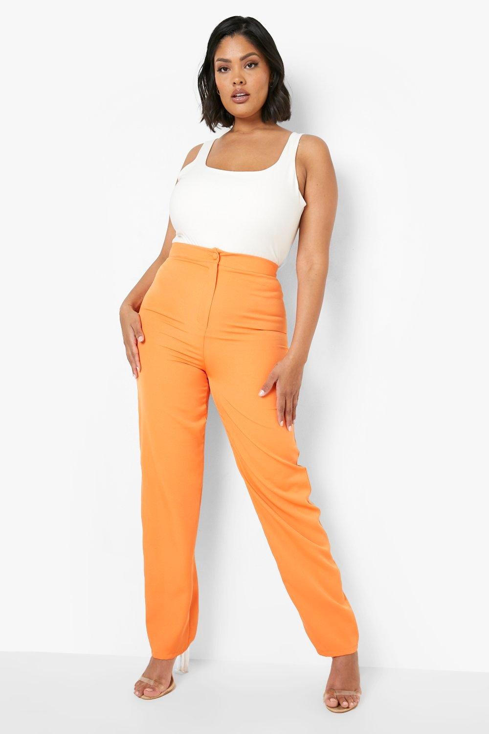 Plus size 2024 orange pants