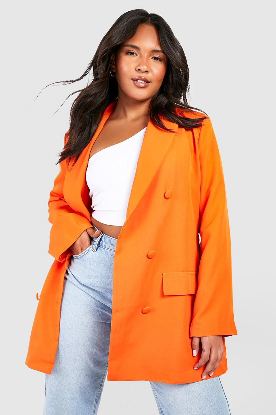 Orange Plus Color Pop Longline Blazer image number 1