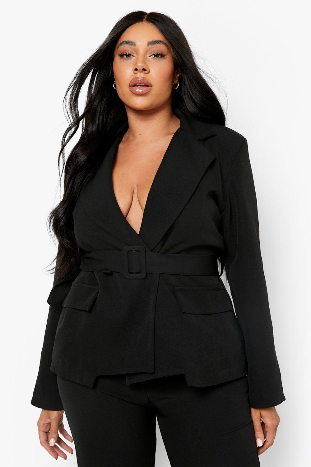 Women's plus size double sale breasted blazer