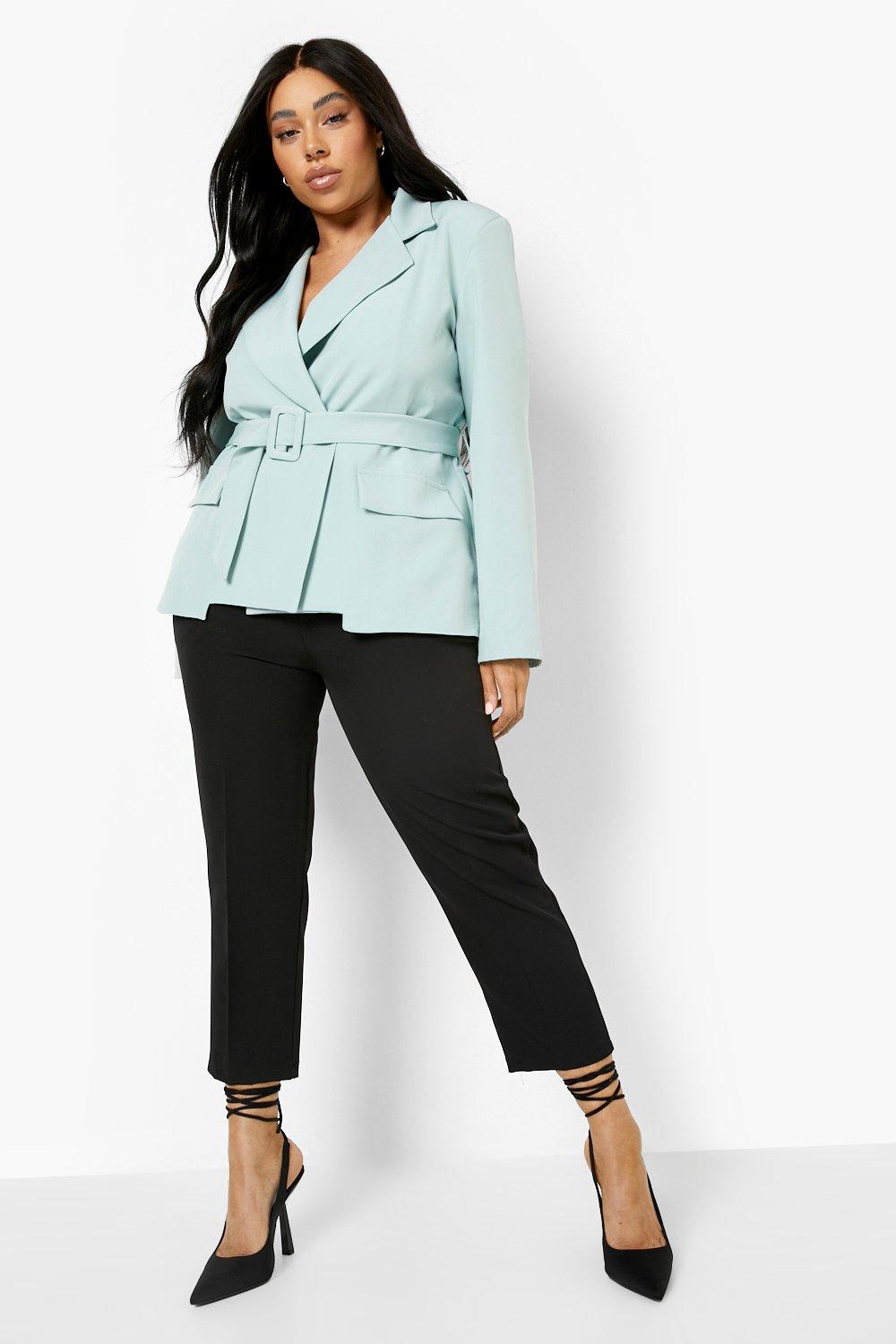 plus size belted blazer