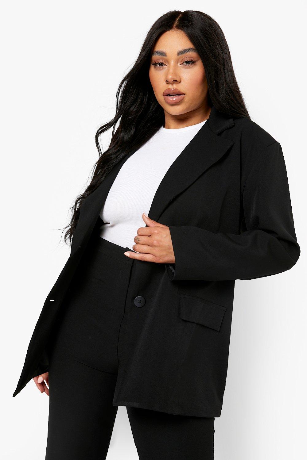 Plus size black store suits for women