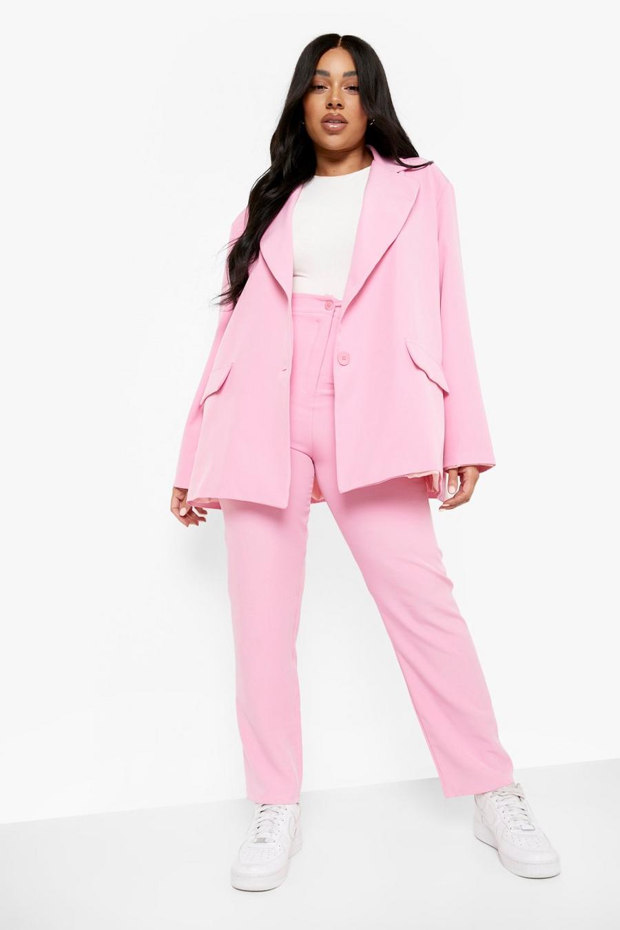 Blazer Plus Size oversize & pantaloni completo Skinny Fit, Pink rosa