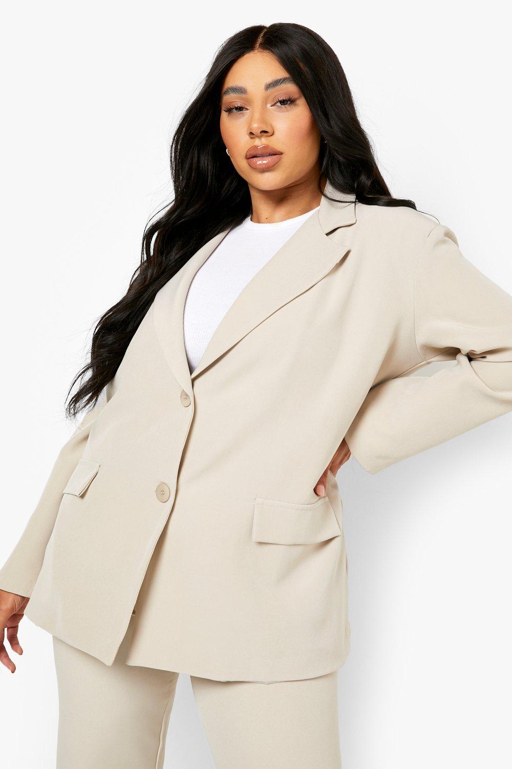 Three Piece - Plus Size Double Breasted Blazer & Pencil Trouser