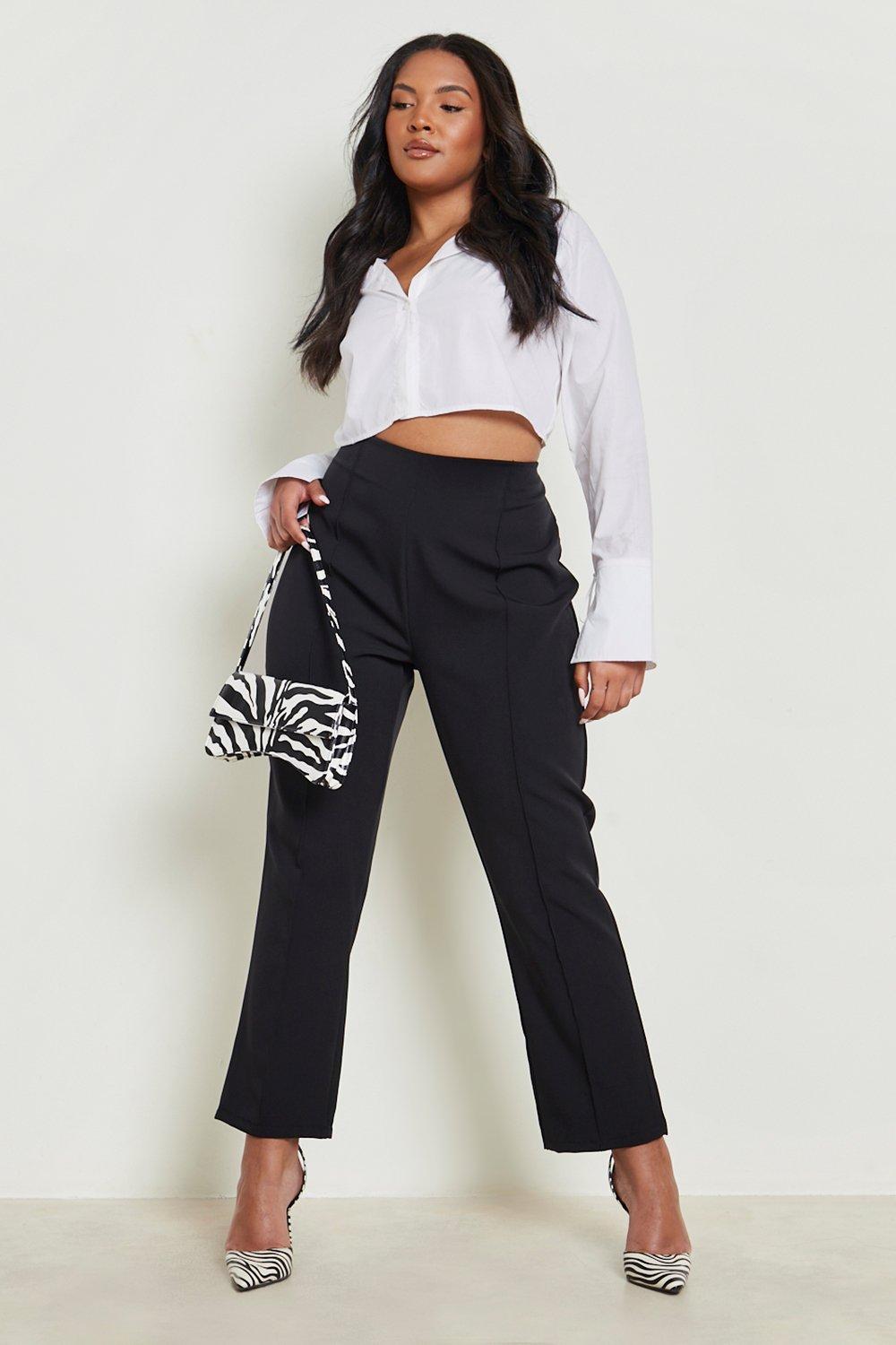 Black ankle grazer trousers 2024 uk