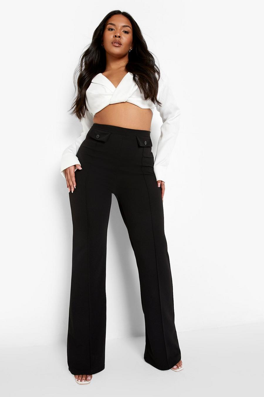 Black Plus Button Pocket Tailored Trousers image number 1