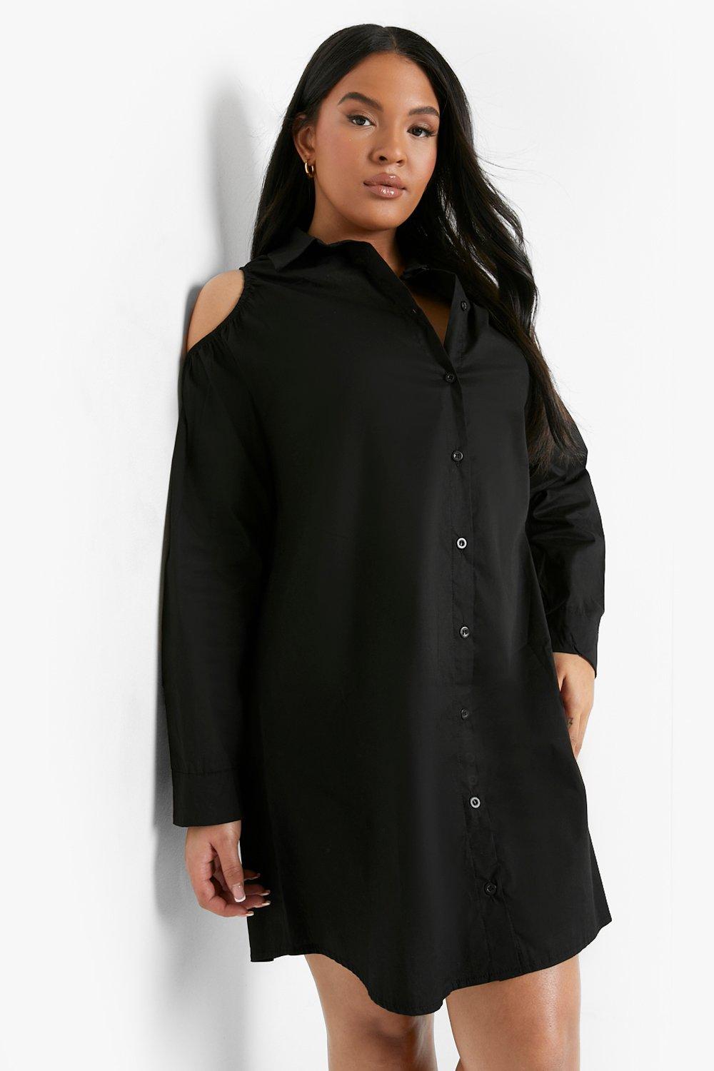 Cold shoulder 2024 shirt dress