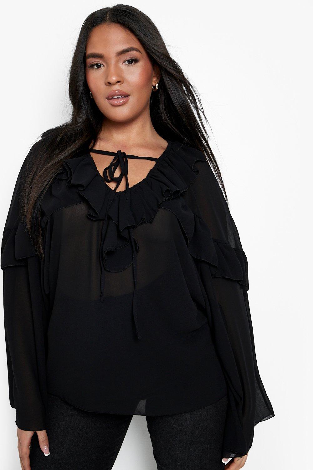 Women's plus size chiffon hot sale blouse