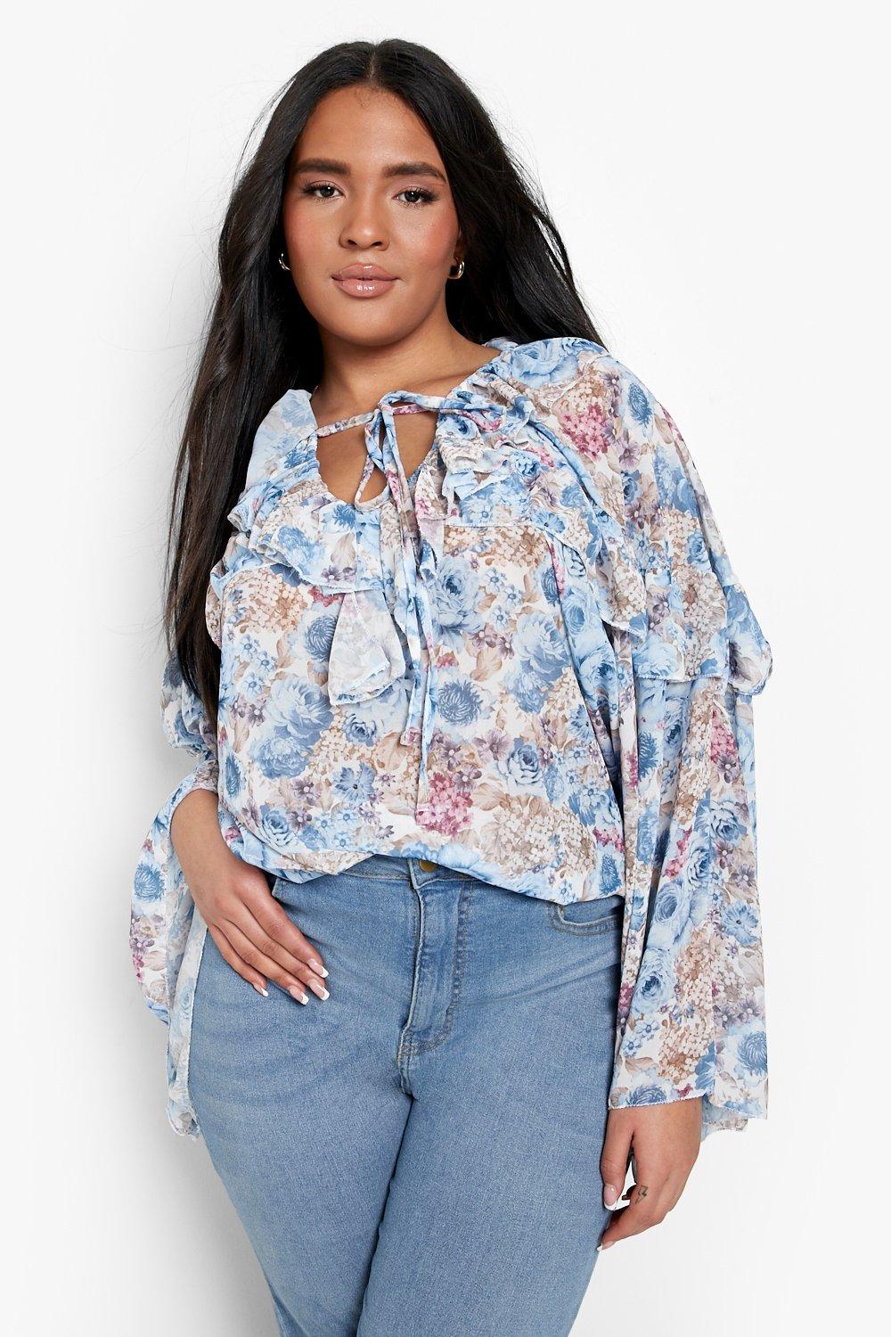 Plus size cheap chiffon tops uk