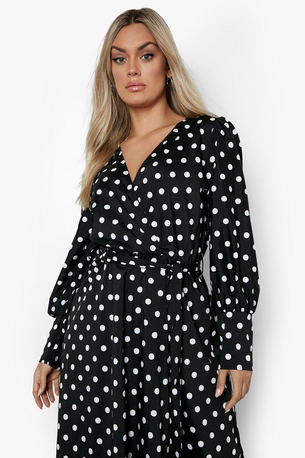 Boohoo polka shop dot wrap dress