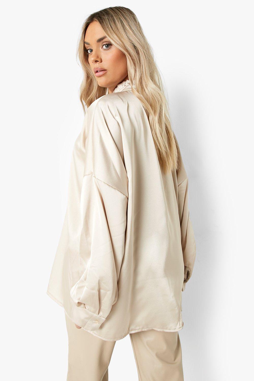 Plus Oversized Satin Shirt