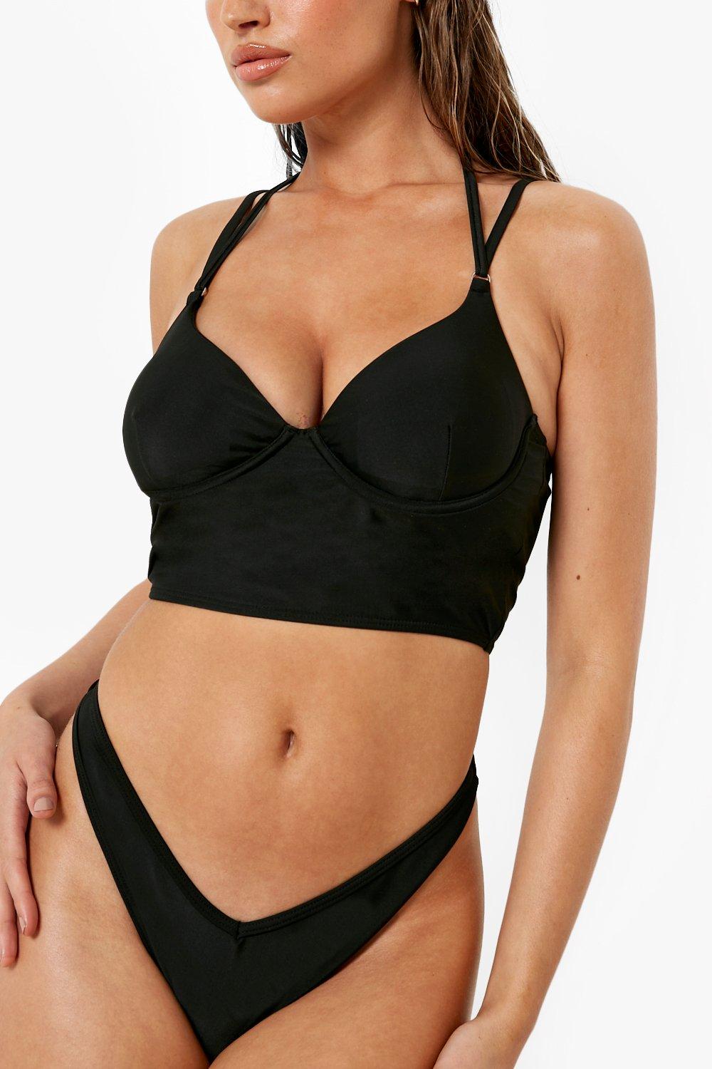 Black Swirl Fuller Bust Plunge Triangle Bikini Top