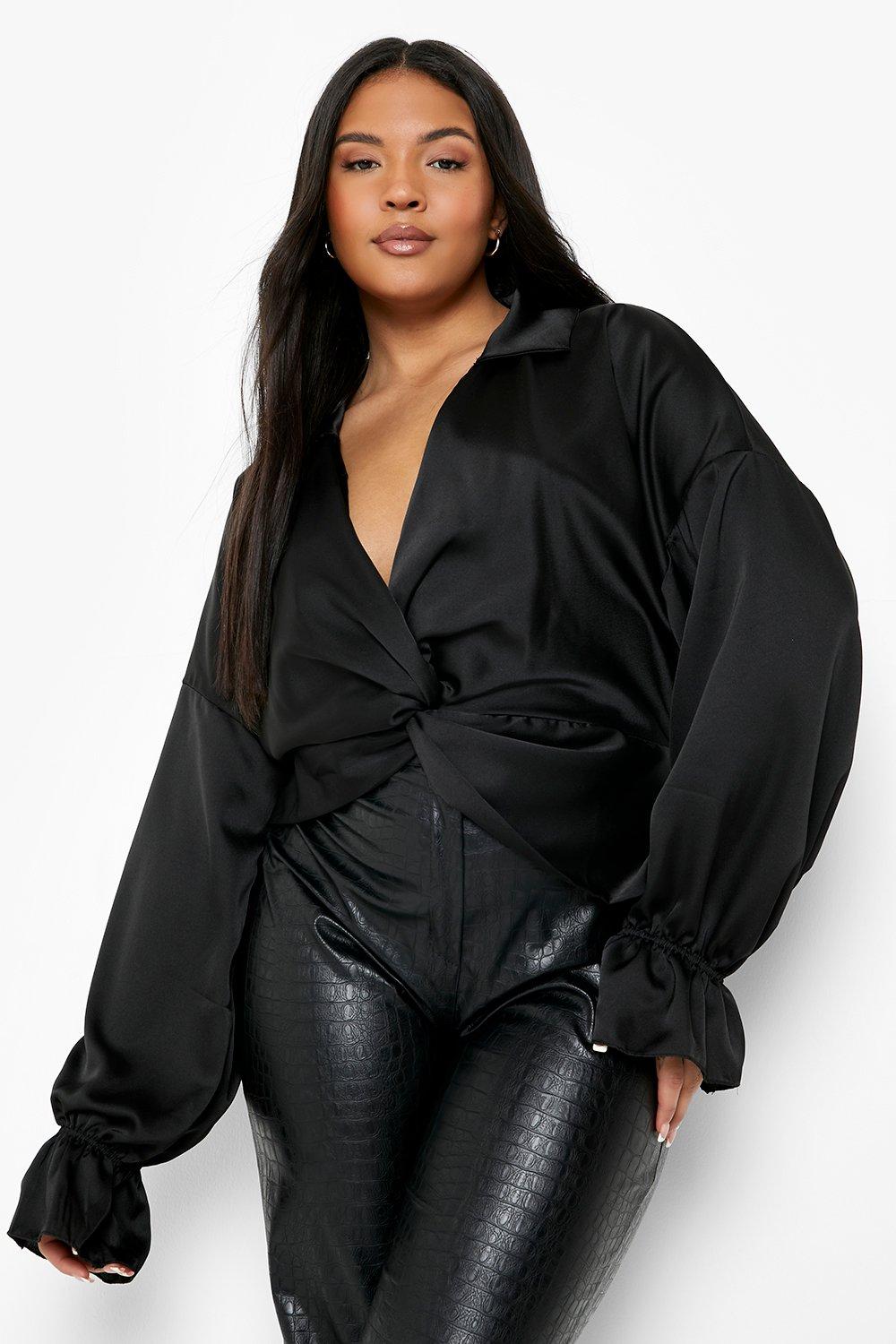 Plus Size Knot Front Shirt