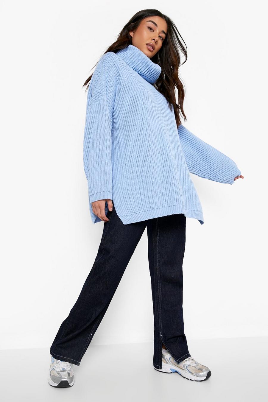 Baby blue Chunky Oversized Boyfriend Jumper  image number 1