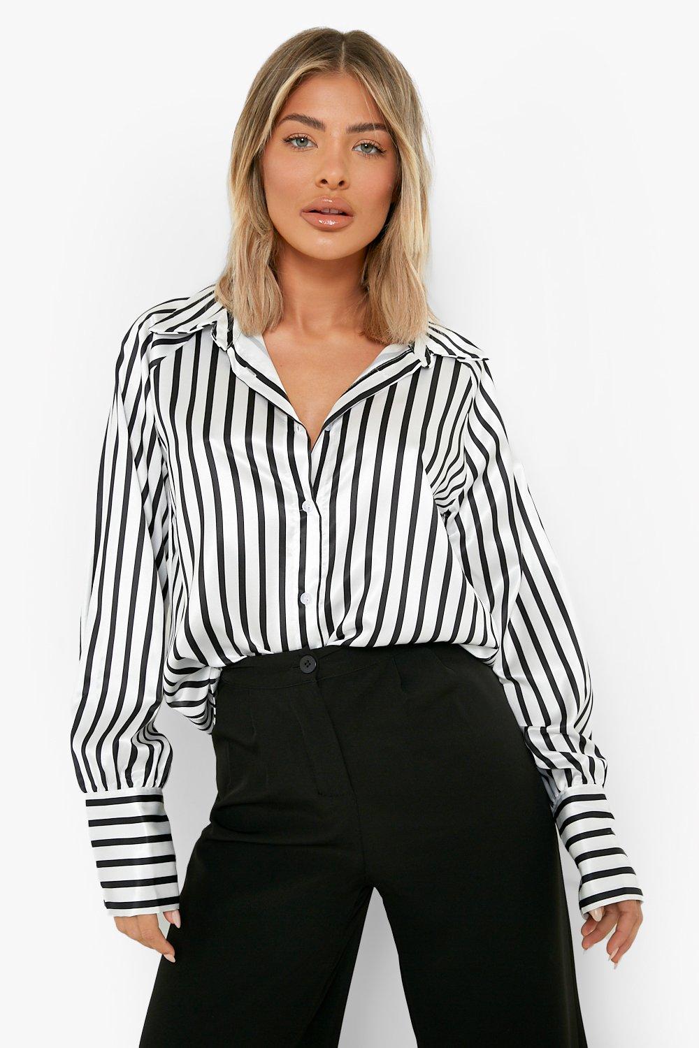 Black and white striped best sale shirt women