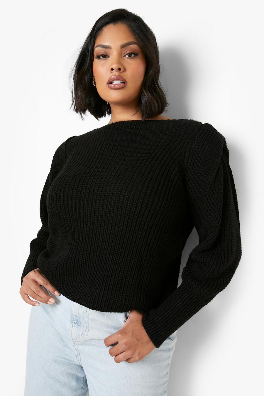 Black Plus Premium Shoulder Pad Sweater image number 1