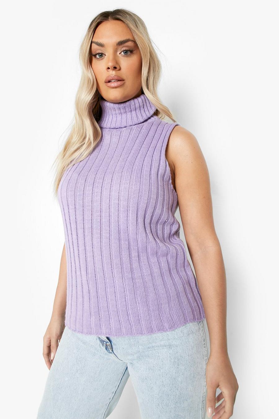 Lilac Plus Roll Neck Knitted Tank image number 1