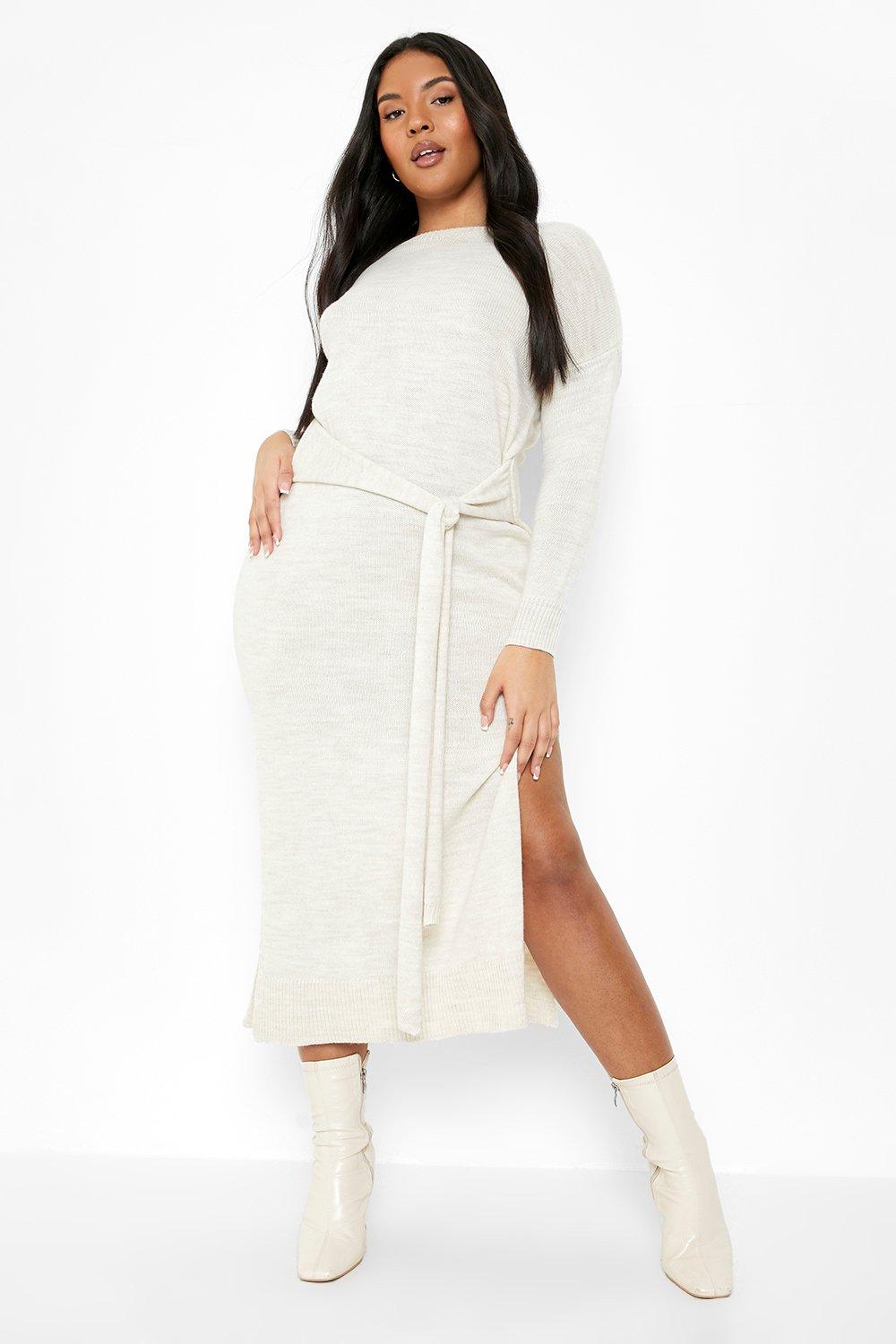 boohoo curve white dress