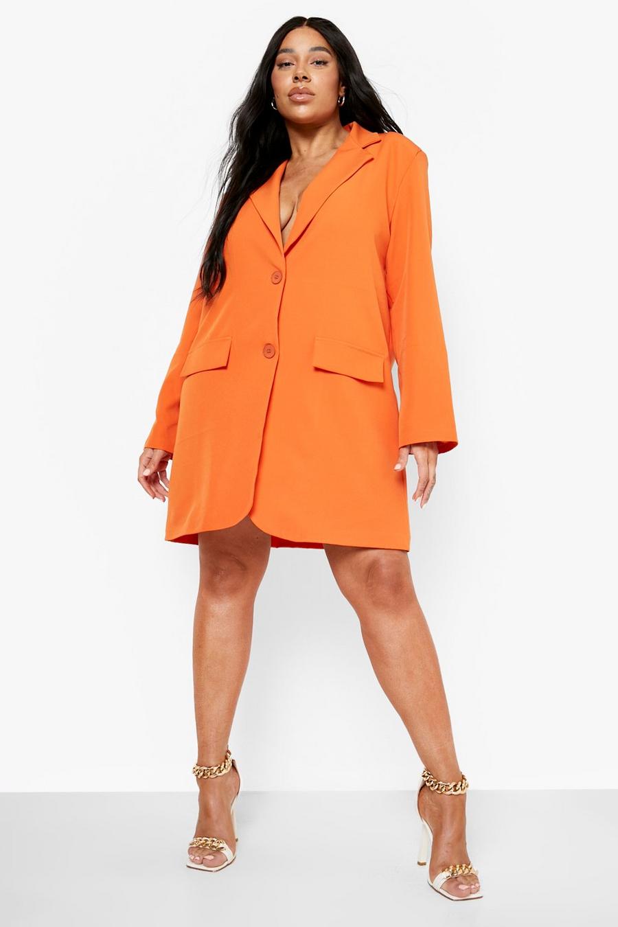 Plus Oversize Dad Blazer-Kleid, Orange image number 1
