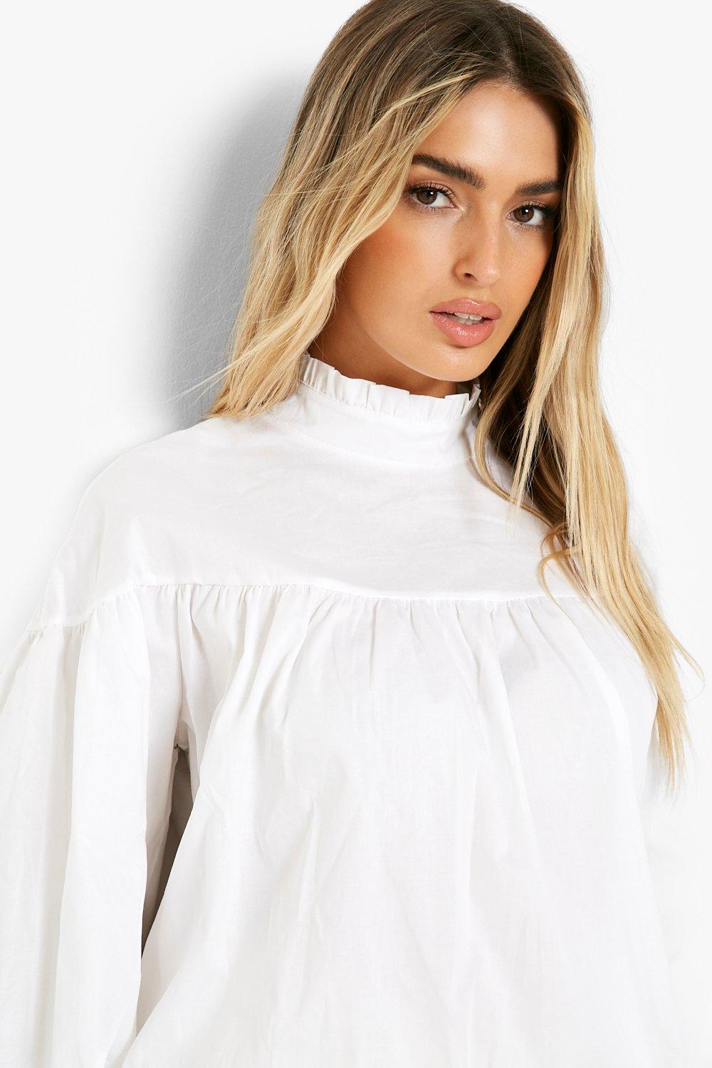 High neck store smock top